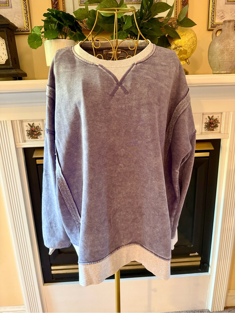 Zenana large fleece Lavender Pullover Sweatshirt - Women Tops new - Picture 7 of 9